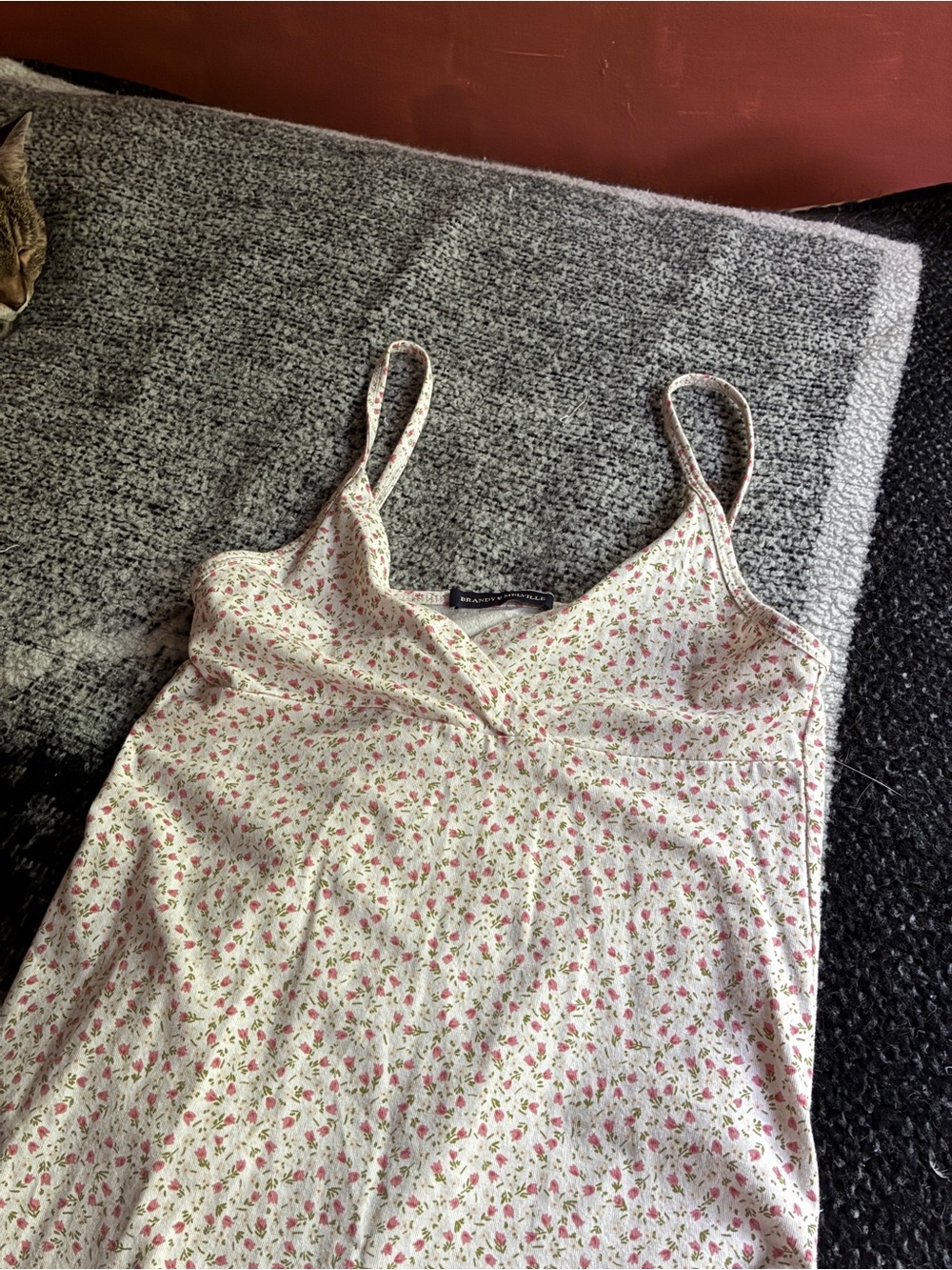 Brandy melville pink floral mini dress, one size fits most
